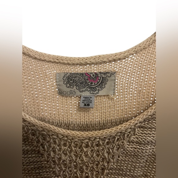 Urban Outfitters Ecote Colorblock Cable Pointelle Short Sleeve Sweater XS Sumner - Picture 10 of 13